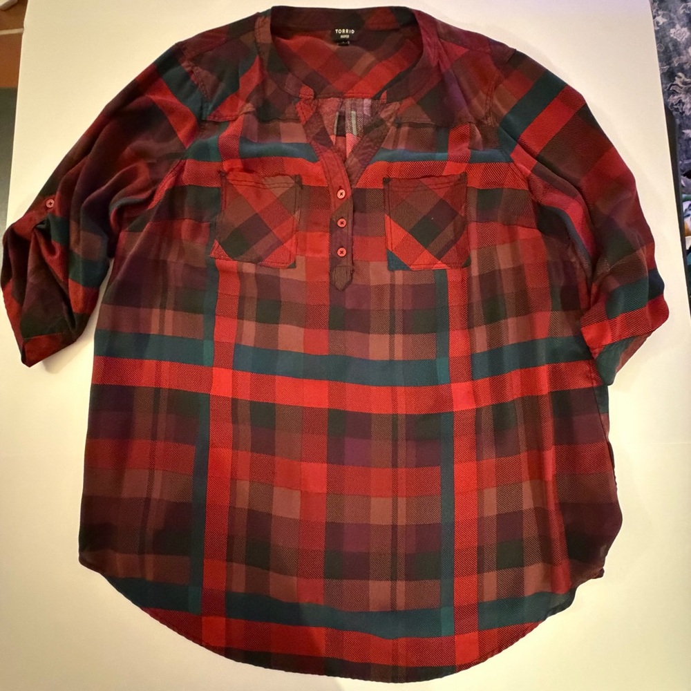 Torrid Harper Red Checkered Top Tunic Length